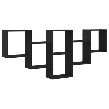 vidaXL Wall Shelf Black Oak 159x18x66 cm Engineered Wood