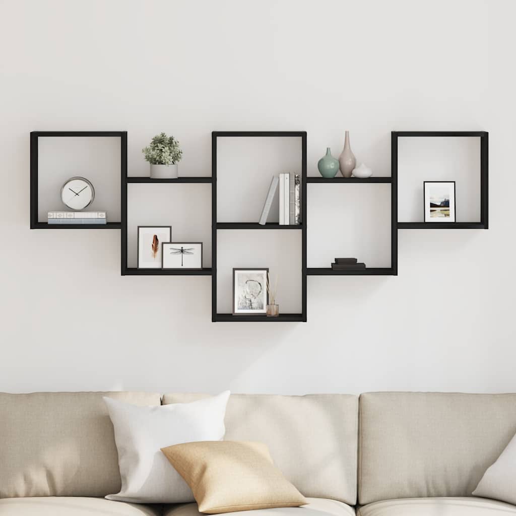 vidaXL Wall Shelf Black Oak 159x18x66 cm Engineered Wood