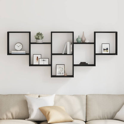vidaXL Wall Shelf Black Oak 159x18x66 cm Engineered Wood