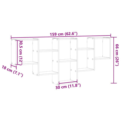 vidaXL Wall Shelf Black Oak 159x18x66 cm Engineered Wood