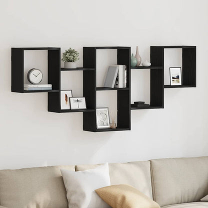 vidaXL Wall Shelf Black Oak 159x18x66 cm Engineered Wood
