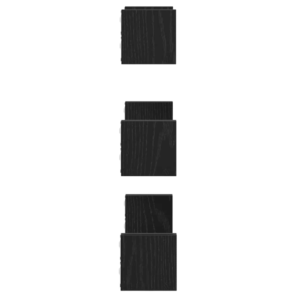vidaXL Wall Shelves 3 pcs Black Oak Engineered Wood