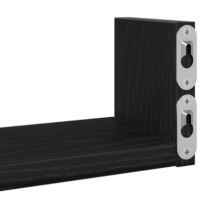 vidaXL Wall Shelves 3 pcs Black Oak Engineered Wood