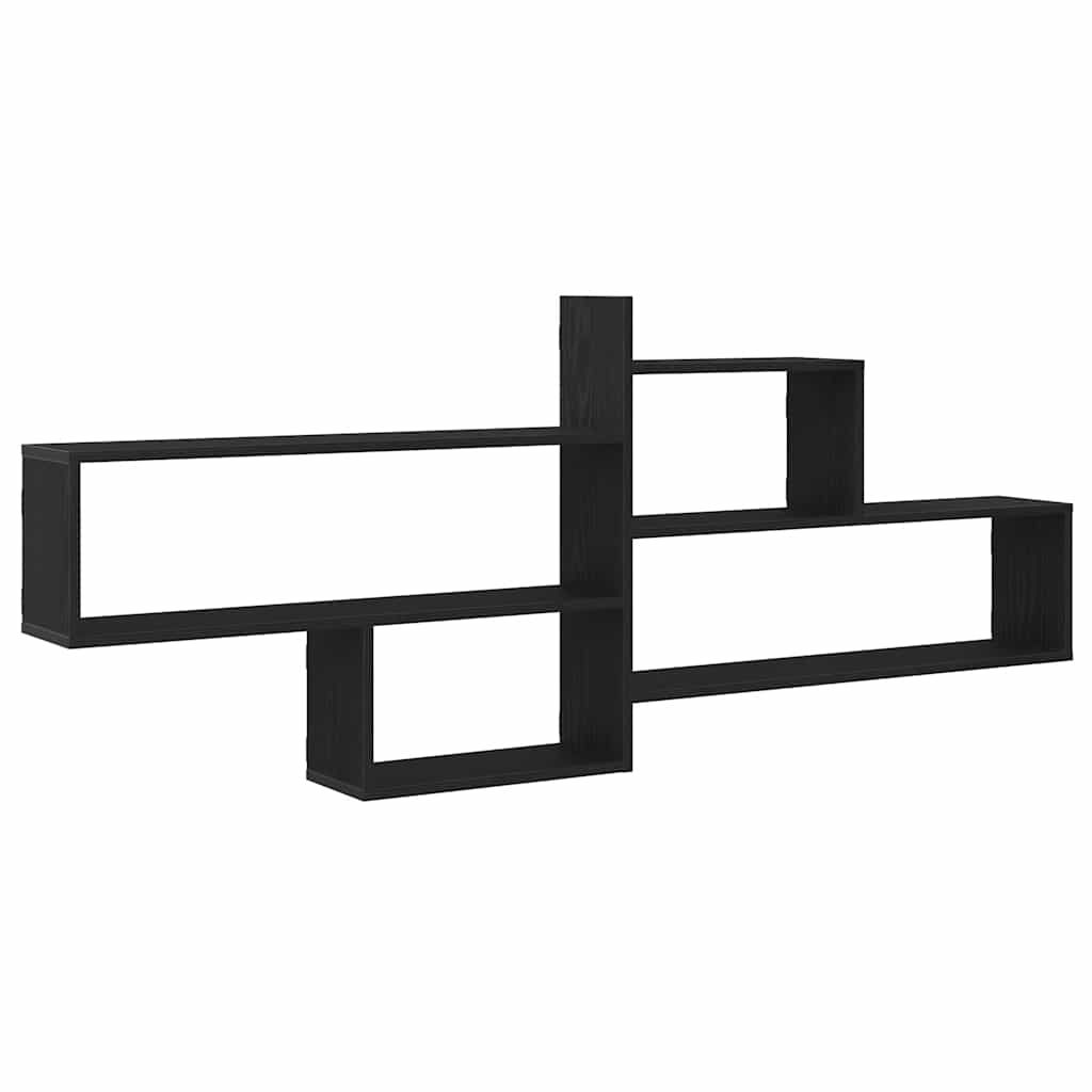vidaXL Wall Shelf Black Oak 167,5x18x68 cm Engineered Wood