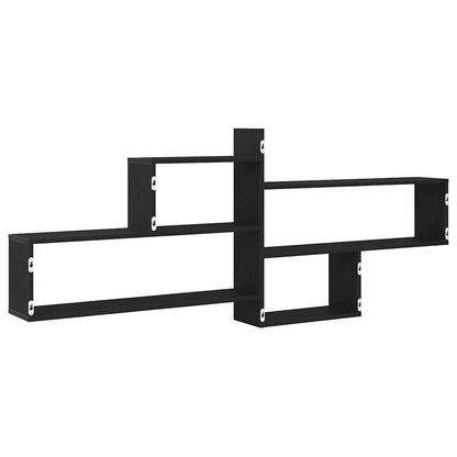 vidaXL Wall Shelf Black Oak 167.5x18x68 cm Engineered Wood