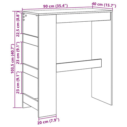 vidaXL Bar Table with Racks Black Oak 90x40x103.5 cm Engineered Wood