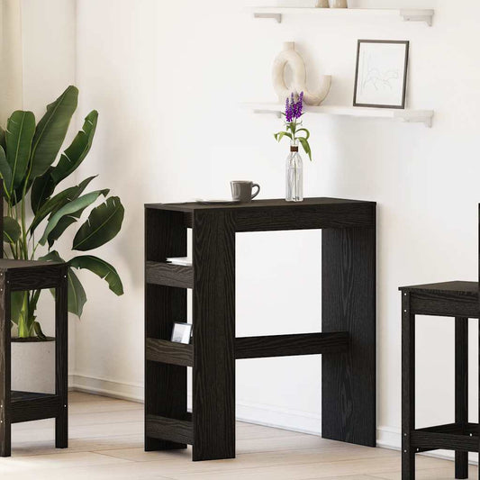 vidaXL Bar Table with Racks Black Oak 90x40x103.5 cm Engineered Wood