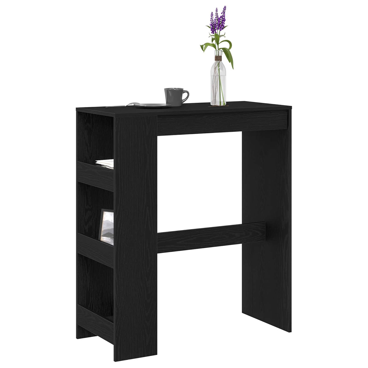 vidaXL Bar Table with Racks Black Oak 90x40x103,5 cm Engineered Wood
