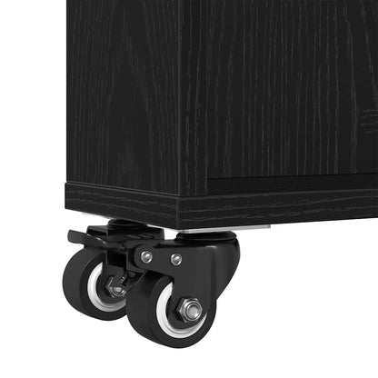 vidaXL Narrow Storage Trolley Black Oak 48 x 13 x 68 cm