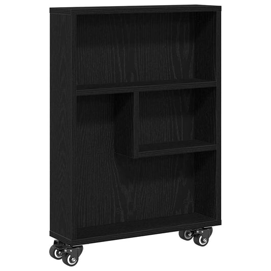 vidaXL Narrow Storage Trolley 3-Tier 48 x 13 x 68 cm Black Oak