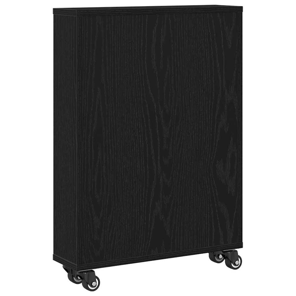 vidaXL Narrow Storage Trolley Black Oak 48 x 13 x 68 cm