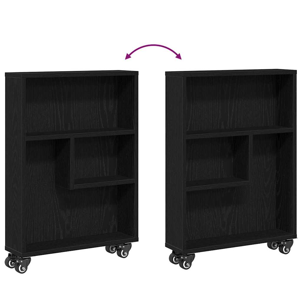 vidaXL Narrow Storage Trolley Black Oak 48 x 13 x 68 cm