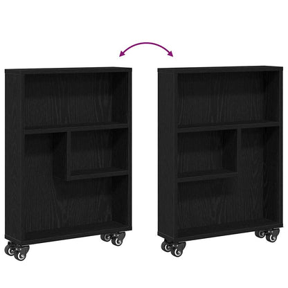 vidaXL Narrow Storage Trolley Black Oak 48 x 13 x 68 cm