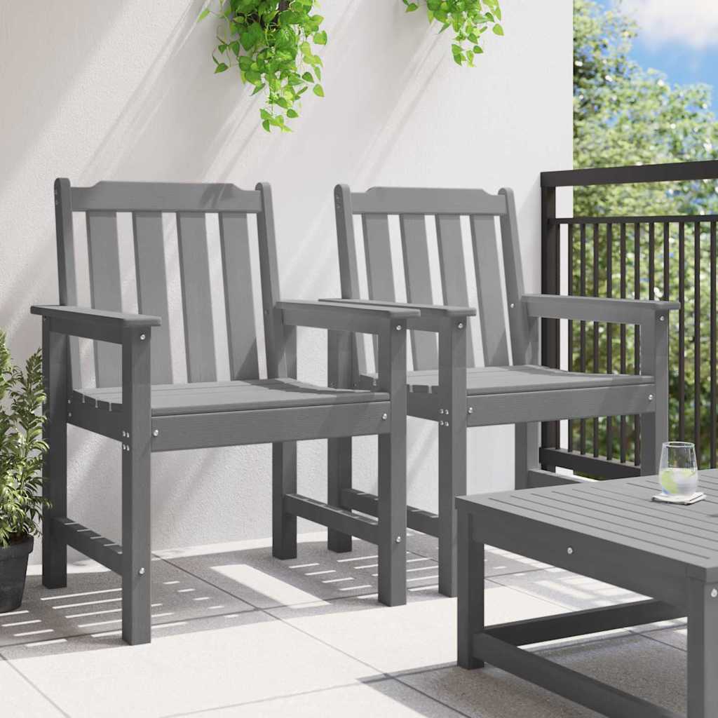 vidaXL Garden Dining Chair 2 pcs Light Grey 65.5 x 59 x 88 cm HDPE