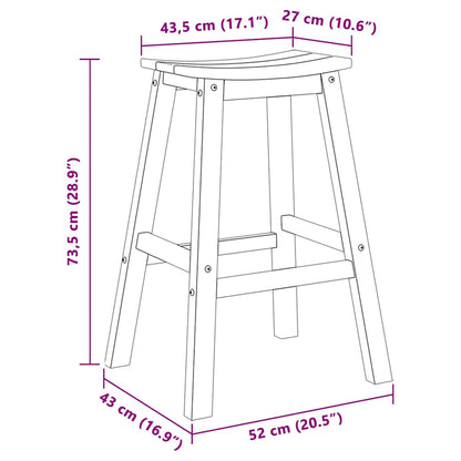 vidaXL Bar Stool 2 pcs White 52 x 43 x 73.5cm HDPE