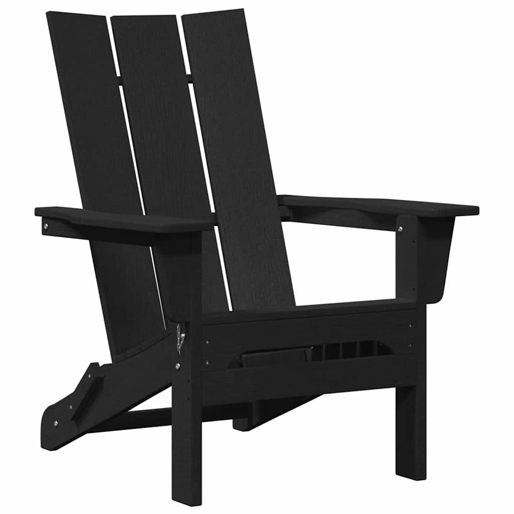 vidaXL Folding Adirondack Chair Black 80.5 x 74.5 x 92 cm HDPE