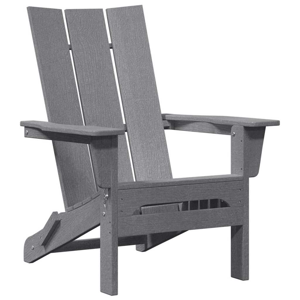 vidaXL Folding Adirondack Chair Light Grey 80.5 x 74.5 x 92 cm HDPE