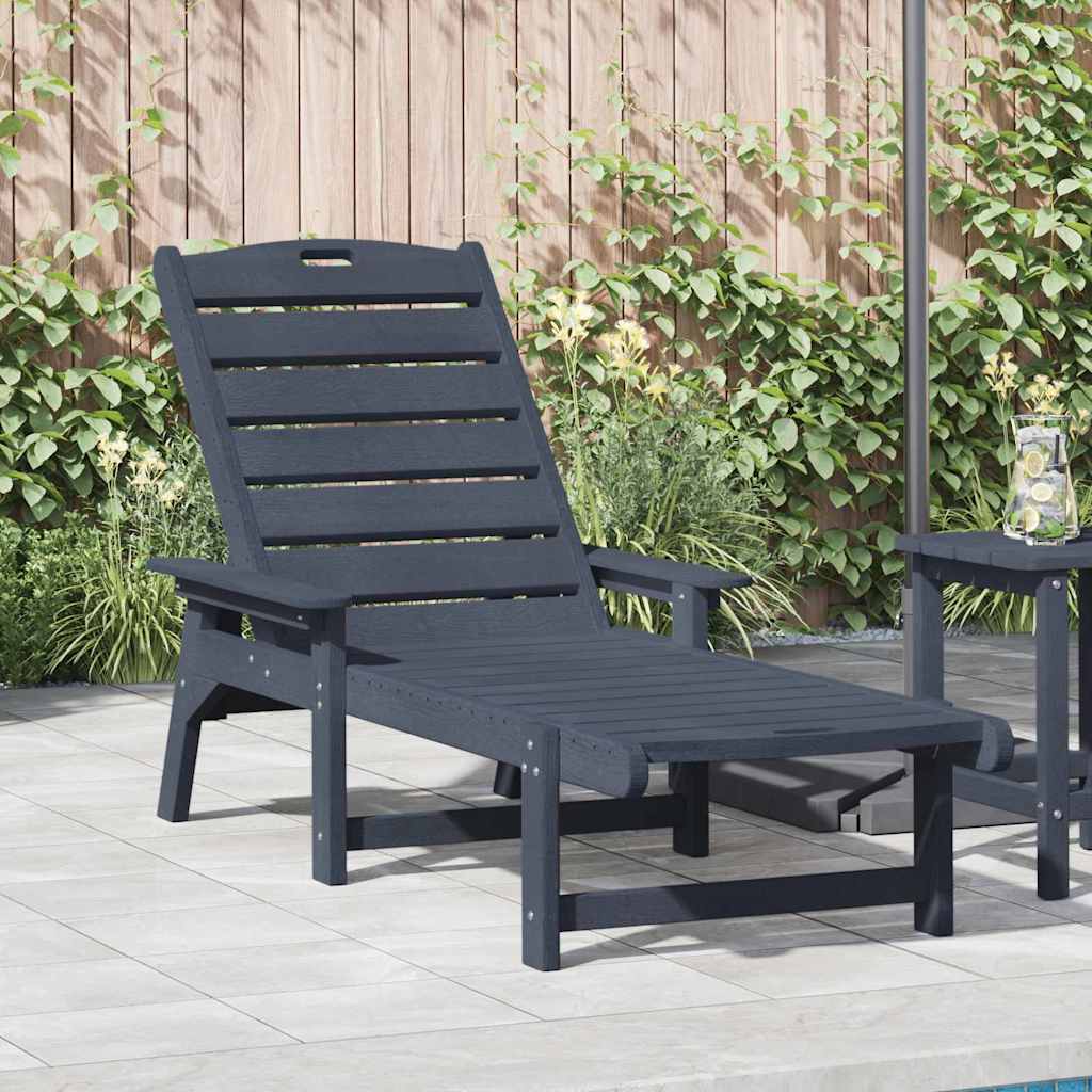 vidaXL Sun Lounger Navy Blue 195.5 x 53 x 98.5 cm HDPE