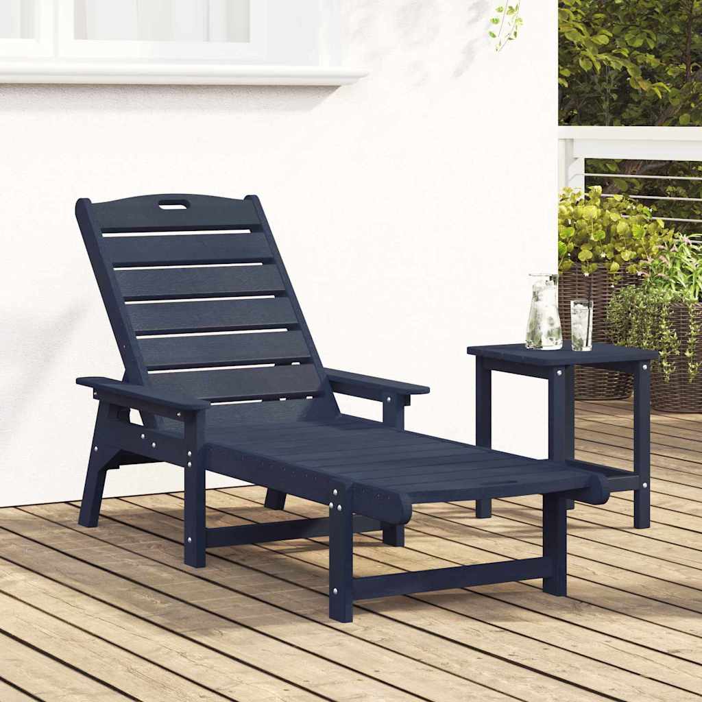 vidaXL Sun Lounger Navy Blue 195.5 x 53 x 98.5 cm HDPE