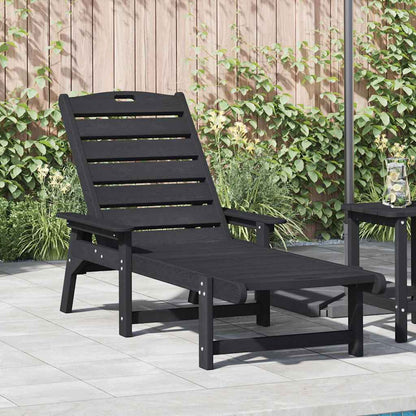 vidaXL Sun Lounger Black 195.5 x 53 x 98.5 cm HDPE
