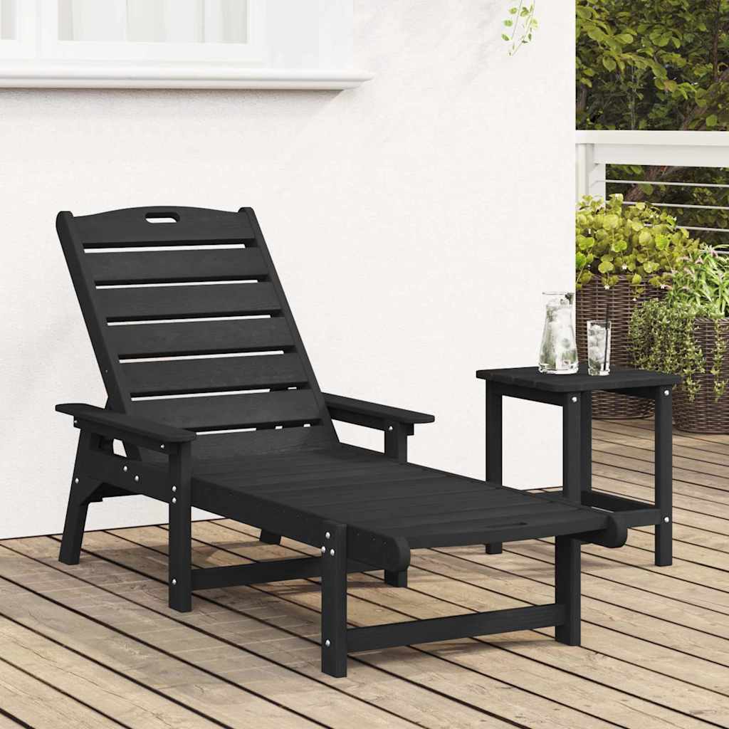 vidaXL Sun Lounger Black 195.5 x 53 x 98.5 cm HDPE