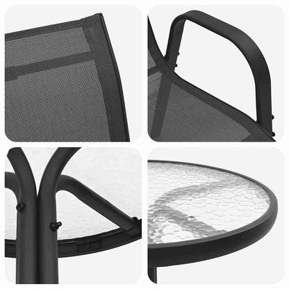 vidaXL Garden Bistro Set 3 pcs Black Steel