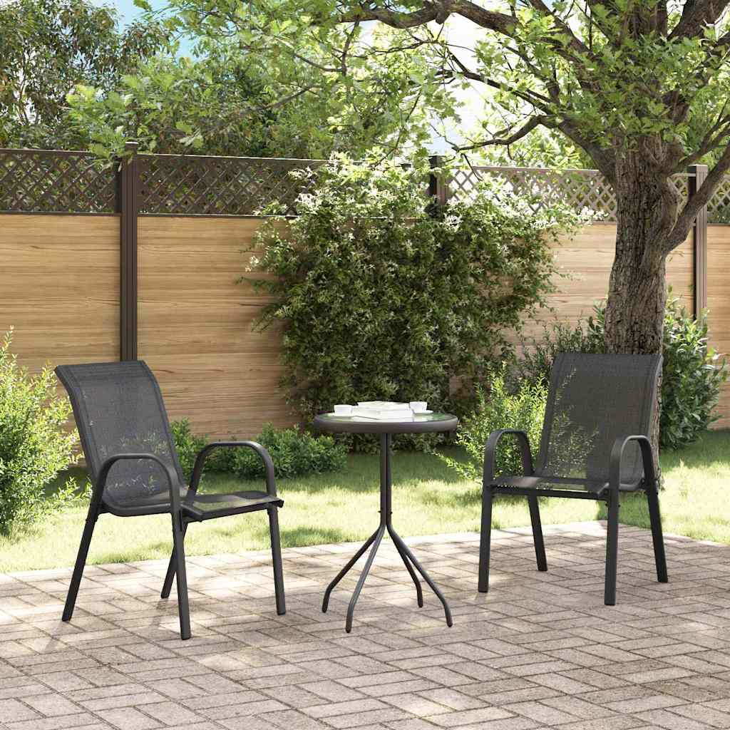 vidaXL Garden Bistro Set 3 pcs Black Steel
