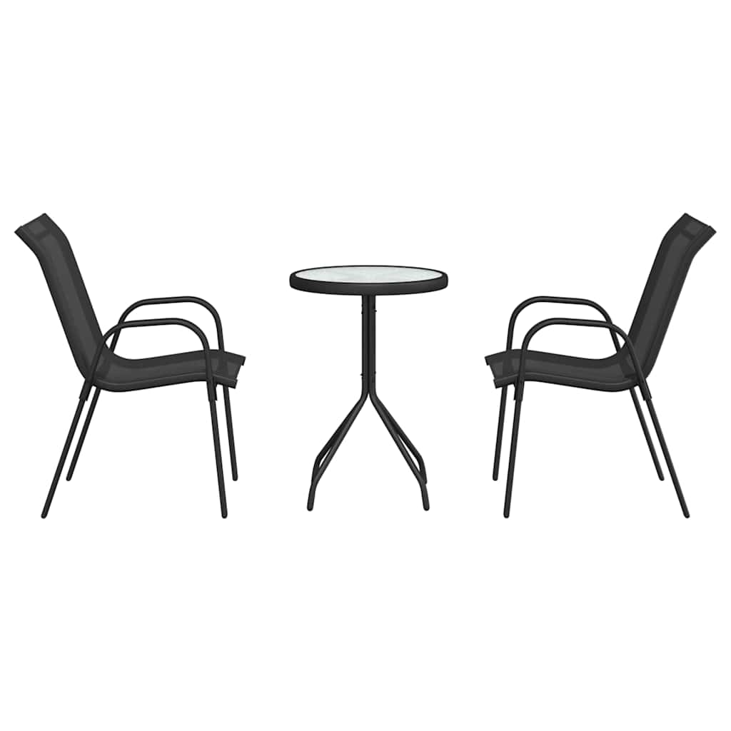 vidaXL Garden Bistro Set 3 pcs Black Steel