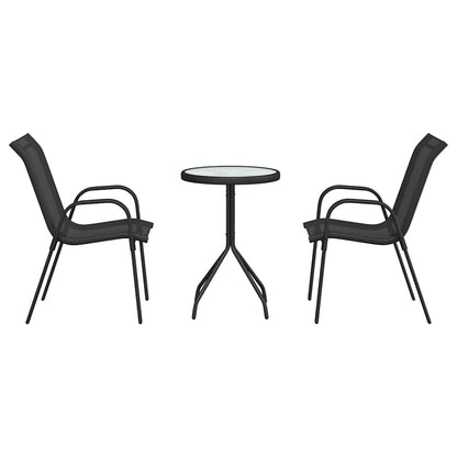 vidaXL Garden Bistro Set 3 pcs Black Steel