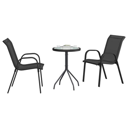 vidaXL Garden Bistro Set 3 pcs Black Steel