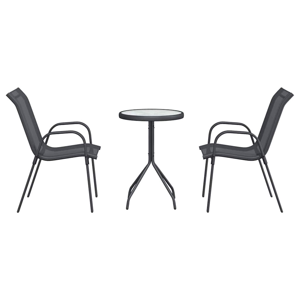 vidaXL Garden Bistro Set 3 pcs Grey Steel