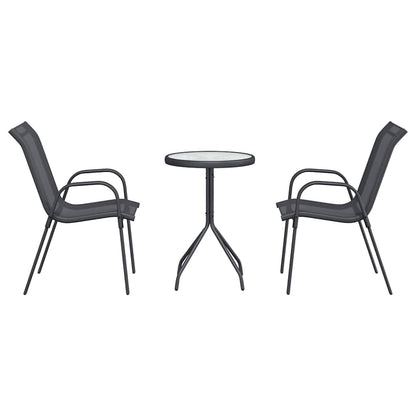 vidaXL Garden Bistro Set 3 pcs Grey Steel