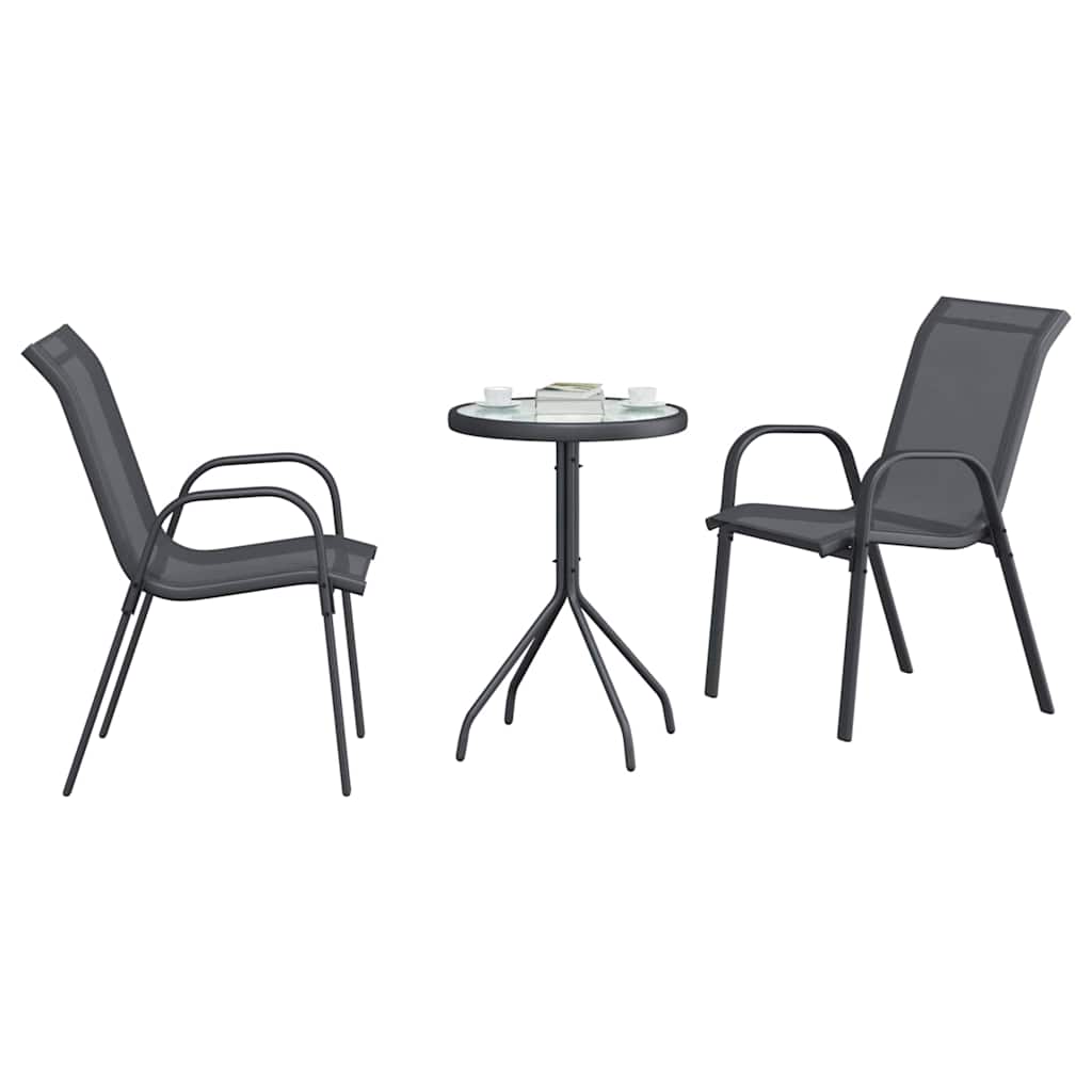 vidaXL Garden Bistro Set 3 pcs Grey Steel