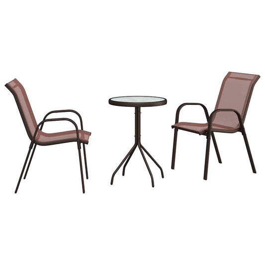 vidaXL Garden Bistro Set 3 pcs Brown Steel