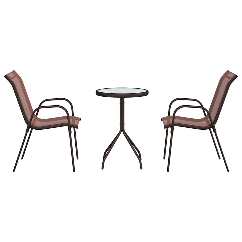 vidaXL Garden Bistro Set 3 pcs Brown Steel