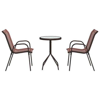 vidaXL Garden Bistro Set 3 pcs Brown Steel