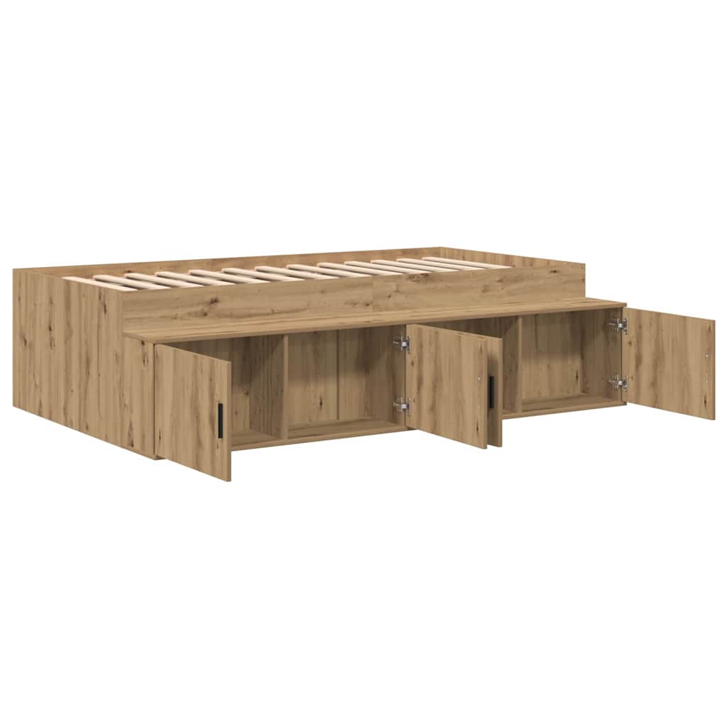 vidaXL Bed Frame with Drawer Artisan Oak 100 x 200 cm Engineered Wood