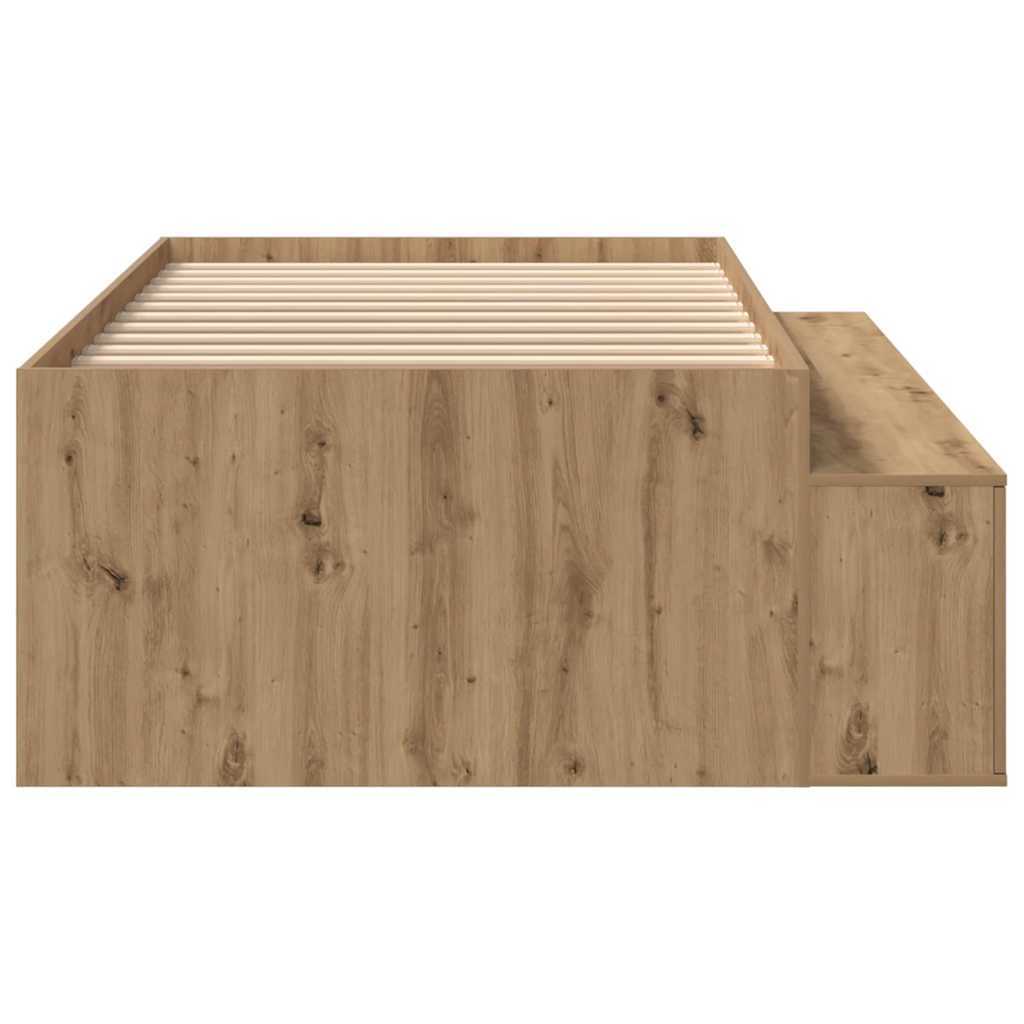 vidaXL Bed Frame with Drawer Artisan Oak 100 x 200 cm Engineered Wood