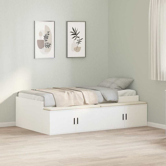 vidaXL Bed Frame with Drawer White 90 x 200 cm Engineered Wood