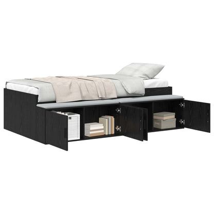 vidaXL Bed Frame with Drawer Black Oak 90 x 200 cm Engineered Wood