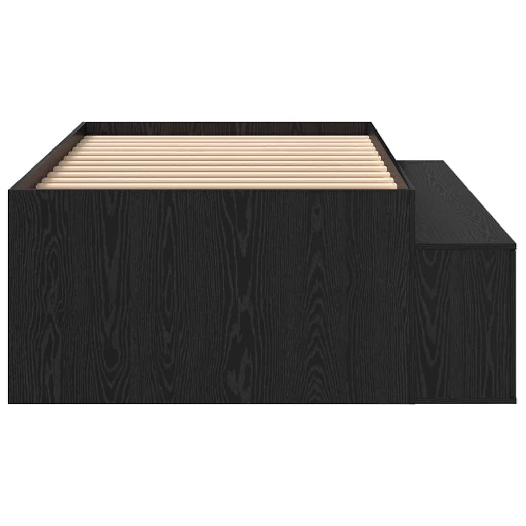 vidaXL Bed Frame with Drawer Black Oak 90 x 200 cm Engineered Wood