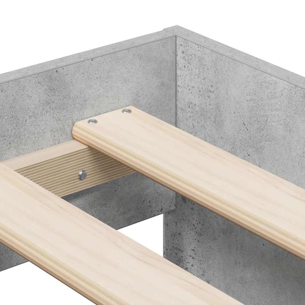 vidaXL Bed Frame with Drawer Concrete Grey 90 x 200 cm Engineered Wood