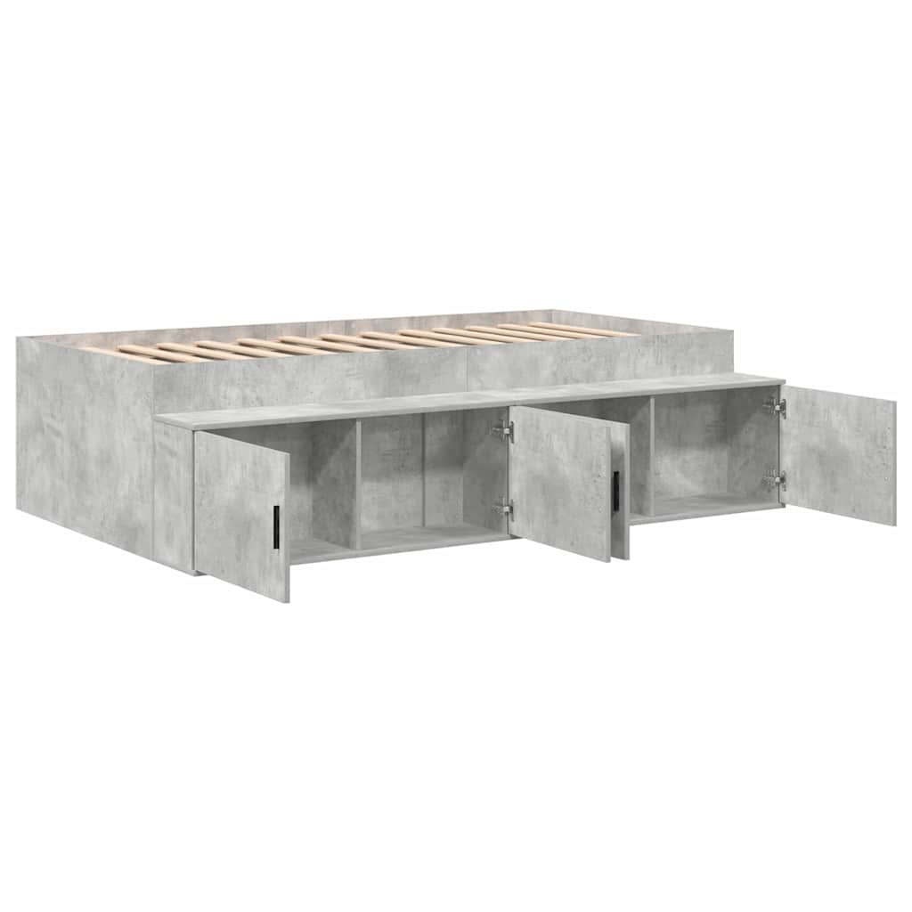 vidaXL Bed Frame with Drawer Concrete Grey 90 x 200 cm Engineered Wood