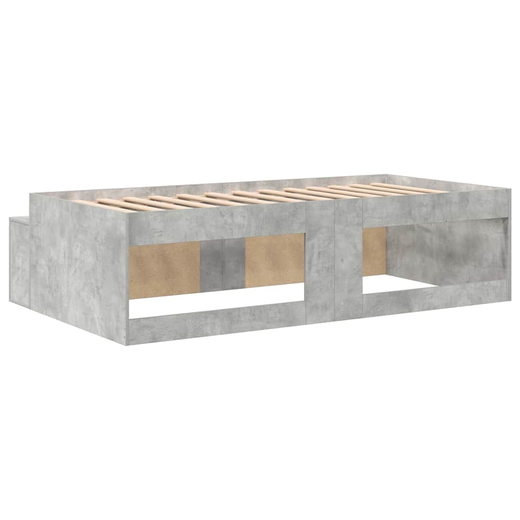 vidaXL Bed Frame with Drawer Concrete Grey 90 x 200 cm Engineered Wood