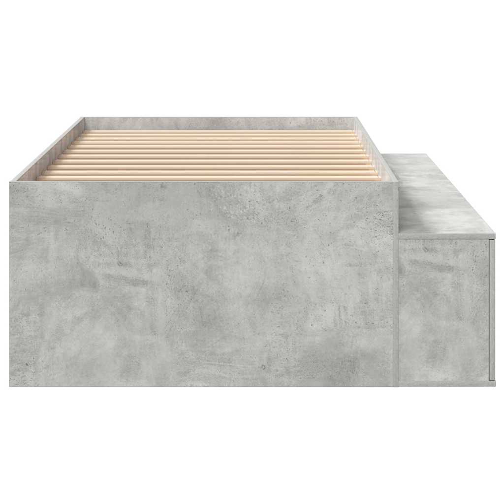 vidaXL Bed Frame with Drawer Concrete Grey 90 x 200 cm Engineered Wood