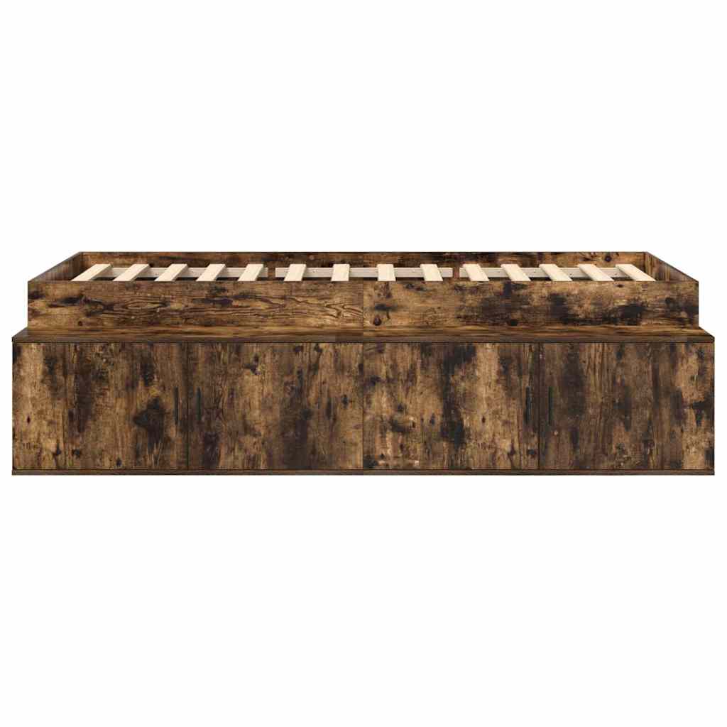 vidaXL Bed Frame with Drawer Smoked Oak 90 x 200 cm Engineered Wood