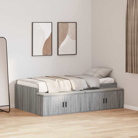 vidaXL Bed Frame with Drawer Grey Sonoma 90 x 200 cm Engineered Wood