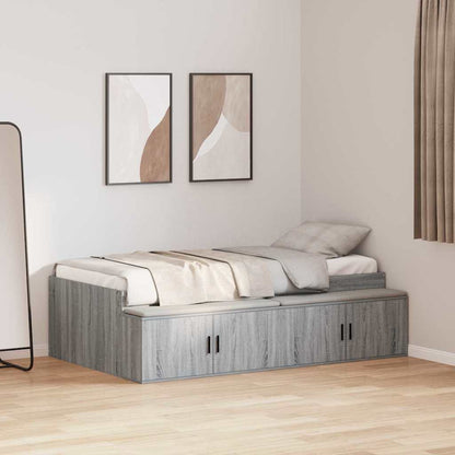 vidaXL Bed Frame with Drawer Grey Sonoma 90 x 200 cm Engineered Wood