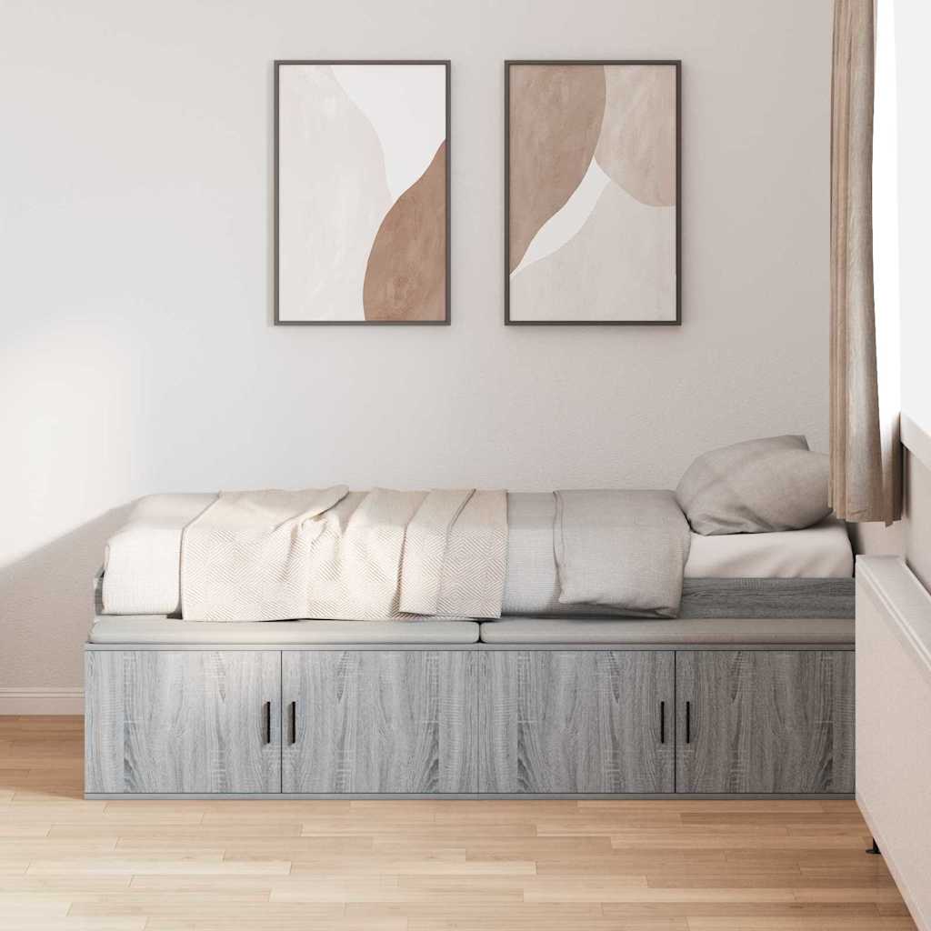 vidaXL Bed Frame with Drawer Grey Sonoma 90 x 200 cm Engineered Wood