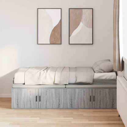 vidaXL Bed Frame with Drawer Grey Sonoma 90 x 200 cm Engineered Wood